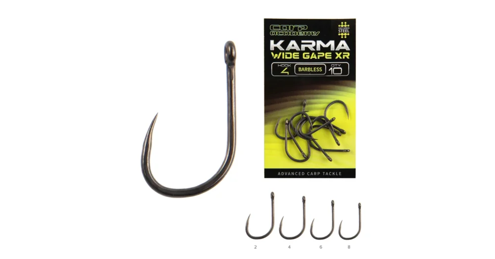 CARP ACADEMY KARMA Wide Gape XR 8-as szakáll nélküli pontyozó horog Biztonságos fizetés