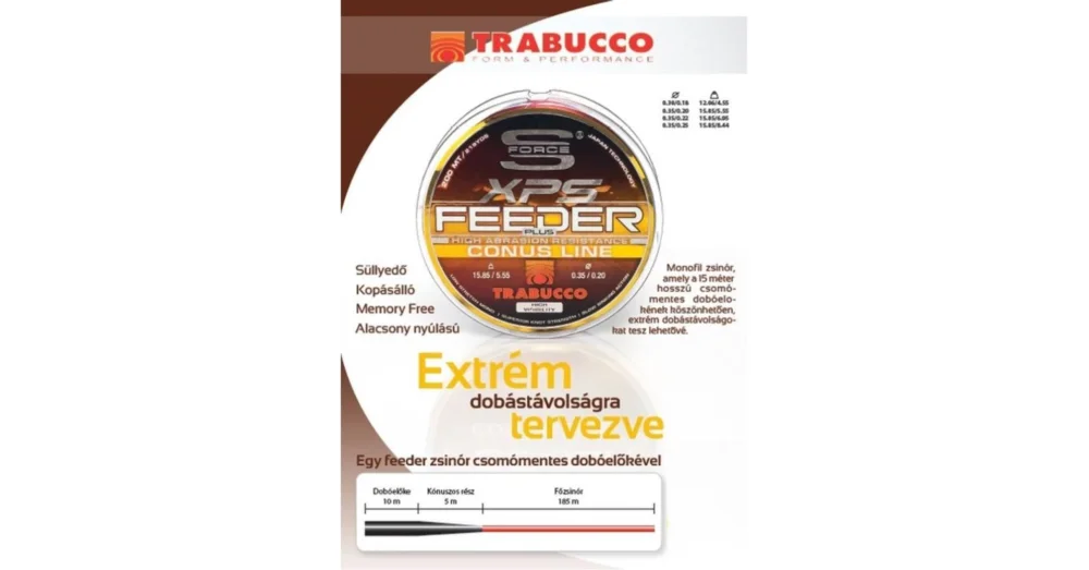 TRABUCCO S-FORCE FEEDER PLUS CONUS 0,25-0,35/200m Távdobó Zsinór Bestseller