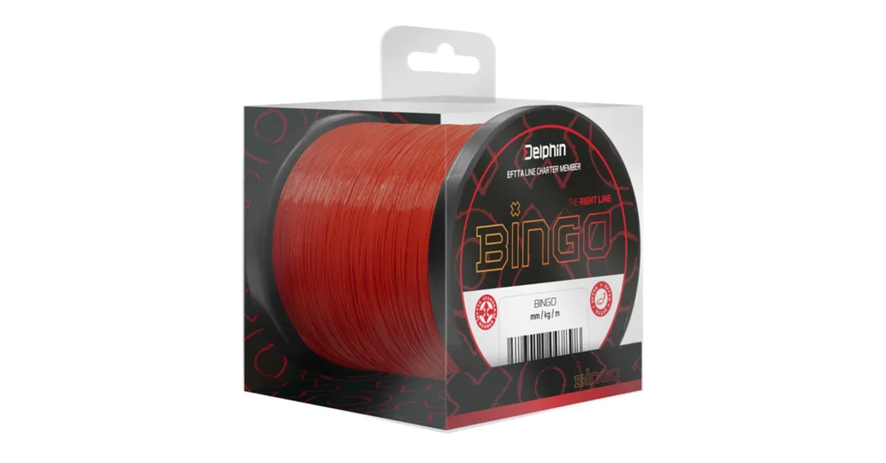 Alacsony ár DELPHIN BINGO Matt sötét vörös 0,25mm/5,4kg/600m pontyozó zsínór