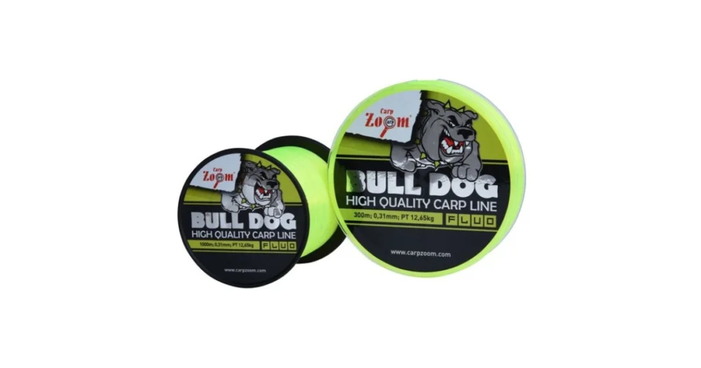 Gyors szállítás Carp Zoom Bull-Dog Fluo monofil pontyozó horgászzsinór, o 0,22 mm, 1000 m, 6,9 kg, fluo zöld (cz6063)
