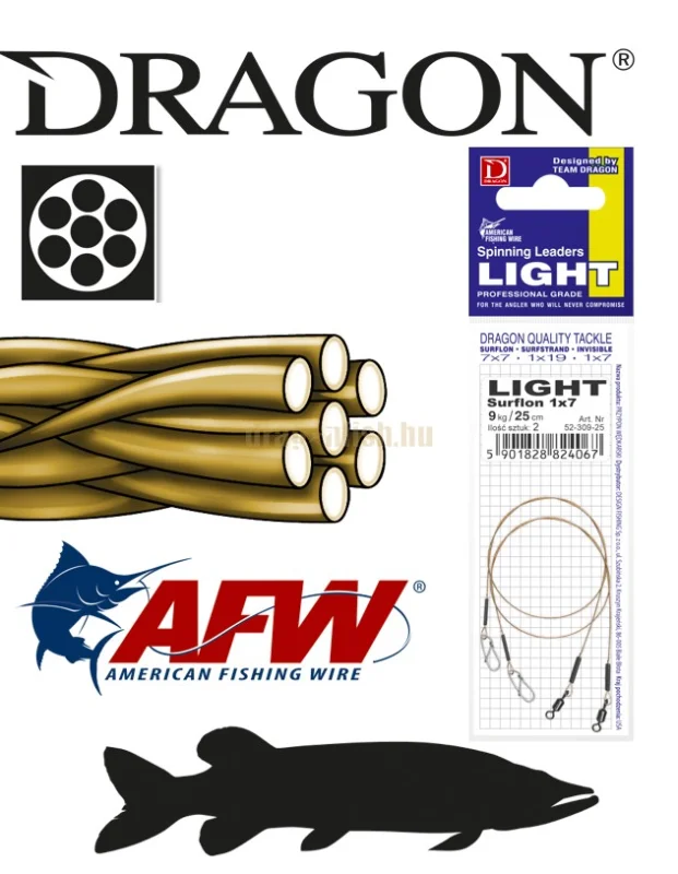 DRAGON 1x7 light sursfstrand szálas fém előke 7kg 30cm Különleges ajánlat