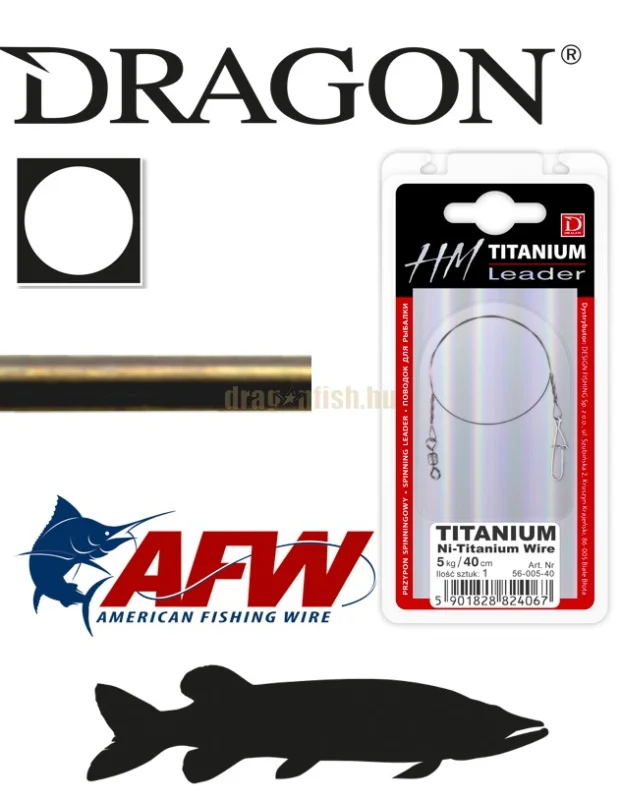 Biztonságos vásárlás DRAGON titanium tömör fémszál előke 7kg 20cm