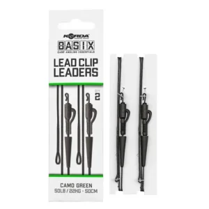 Expressz kézbesítés KORDA BASIX LEAD CLIP LEADERS 2DB CAMO GREEN 50 LB/22KG 50CM